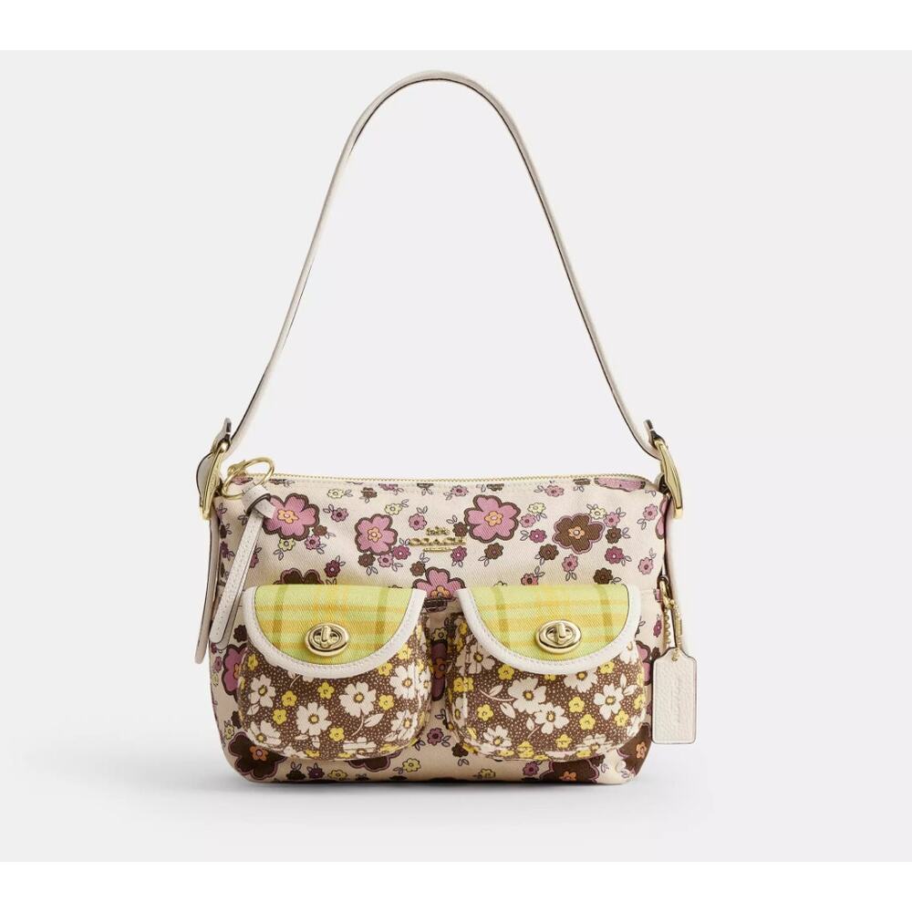 Coach Cargo Shoulder Bag With Floral Print CDW55 Chalk/Daisy - Picture 10 of 15